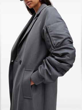 All Saints PAULAH WOOL BLEND DOUBLE BREASTED COAT Grey Us 8